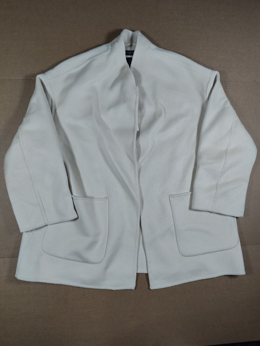 NWT ZARA Wool Collection Women's Wool Blend Ivory Coat Oversized Sz XS (Reg L)